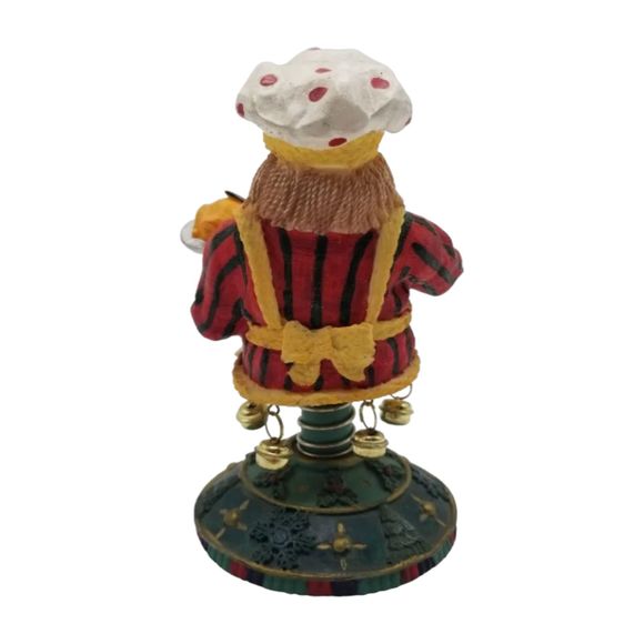 Christmas 6" Chef Santa Holding Platter Bottles Bells Bobble Wobble Figurine - Picture 5 of 8